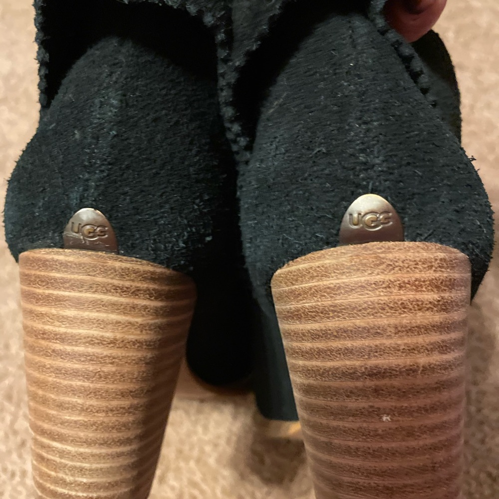 UGG brand Black suede ankle boots.